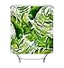 Produktbild LB Tropischer Betriebsduschvorhang, Aquarell Hawaii Grün Dschungel Palme Blatt Badevorhänge Wasserbeständiges Anti-Form Polyester-Gewebe-Wohnaccessoires eingestellt mit 12 Haken 150W * 180H cm