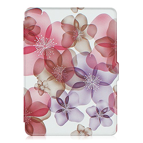 Fintie Hülle für Kindle 8 Generation – Die dünnste und leichteste Schutzhülle Tasche mit auto Sleep / Wake für Kindle eReader (6 Zoll) Touchscreen ohne Spiegeleffekte, (8. Generation – 2016 Modell), Traumblüten - 2