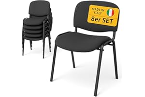 Topsit Lot de 8 Chaises Visiteur ISO Chaises de conférence empilables et Confortables avec Assise et Dossier rembourrés