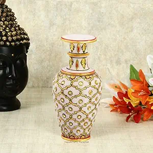 Handicrafts Paradise Marble Flower Vase (6 inch, Multicolour)