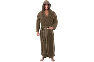 Susenstone Hommes Luxe Doux Corail Peignoir Homme Capuche Grand Taille 100% éPonge Coton Robe De Chambre Polaire