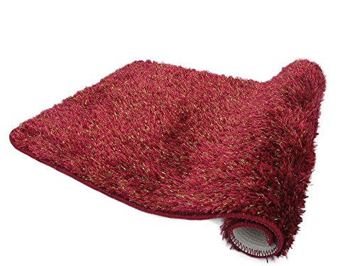 HBS Soft Shiny Sparkle Glitzy Bath Mat, 50 x 80 cm Anti Slip Red
