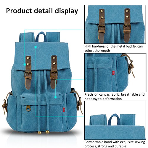 FANDARE Retro Laptop Notebook Rucksack Geeignet für bis zu 16 Zoll Damen Herren Schulrucksack für die Schule Wandern Daypack Leinwand - 7