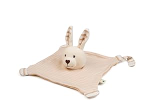 GRÜNSPECHT NATURPRODUKTE GRÜNSPECHT Toalla para bebés orgánica, 100% algodón, con muñeca de mano, correa de velcro para chupete suave y suave, GOTS, beige (620-00)