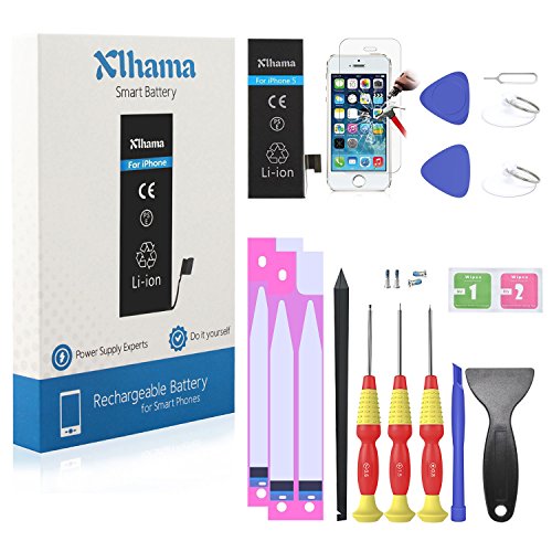 Batterie Compatible pour iPhone 5 Li-ion 1560mAh avec Kits d outil de R  paration Feuille en verre tremp   Manuel de R  paration en Francais et Adh  sif double face Nouveau remplacement de batterie est 0-cycle  24 mois de garantie Production de 2018