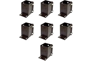 7 x Fence Post Holder 75mm posts Support Flush Fit Shoe Anchor Clamp Grip Brown for 75mm x 75mm posts (3") Eliza Tinsley Swiftpost, Pack of 7