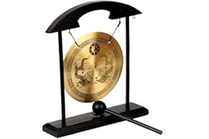BIGTREE Feng Shui Brass Gong 8.26inch/21cm Desktop Gong Copper Zen Chinese Table Gong Hand Gong For Housewarming Home Decor Oriental Chinese Mysterious Decor Gifts