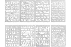 XUTONG 8Pcs Plastic Letter Stencil, Alphabet Stencils Plastic Lettering Number Guide Set for DIY Craft Spraying Painting Drawing Diary Scrapbook