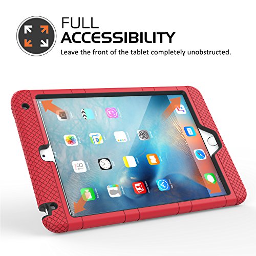 MoKo Hülle für iPad Mini 4 – Silikon + Schwarz Hart Polycarbonat Protector mit faltbarem Kickstand Schutzhülle Case mit Standfunktion für Apple iPad Mini 4 7.9 Zoll IOS 2015 Genaration Tablet, Rot - 2