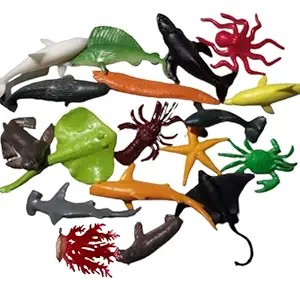 Mallexo Ocean Toys for Kids Set of 18PCS Sea Reptile Animals Toy Set for Boys and Girls Multi-Color Ocean Animal Toy Action Figure Small Size Insect Animal Toys for Kids