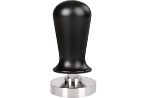 Ezebesta Tamper de café calibrado de 53 mm con presión regulada de café expreso, base de acero inoxidable 304, mango de aluminio negro, prensa molida para portafiltro (53 mm)
