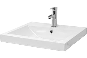 ML-Design Waschbecken aus Keramik Weiß 54,5x16x45 cm Eckig Einbauwaschbecken mit Hahnloch und Überlauf, Aufsatzwaschbecken Einbauwaschtisch Waschschale Waschplatz Handwaschbecken, für das Badezimmer