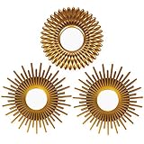 ☀ COLOR ORO ☀ Estos espejos decorativos para pared miden 25*25*1.6 cm y tienen un color oro brillante por lo que combinan perfectamente con la mayoría de los colores como blanco, negro, gris, rosa, rojo o marrón. Dos tipos de espejo redondo, ideales para embellecer tu casa