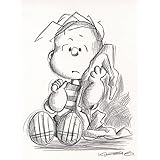 Original Kreidezeichnung auf Zeichenkarton: Peanuts Linus van Pelt / 24x32 cm