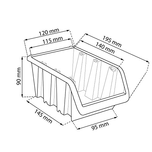 60 tlg Wandregal Lagerregal Stapelboxen Gr.2, Gr.3 orange schwarz Regal Garage - 3