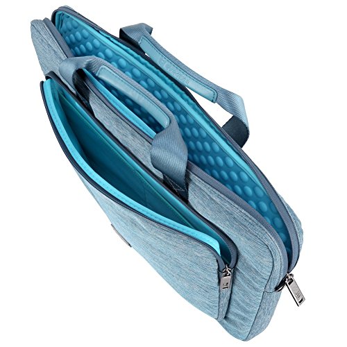Laptophülle, Evecase 17.3 Zoll Universal Neoprene Gepolsterte Notebook Briefcase Laptop Schutzhülle mit Anzug-Gewebe / Ablösbaren Träger / Handgriff / Frontfach / Zubehörfächer für Lenovo Asus Acer HP – Himmelblau - 4