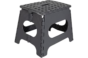BARGAIN FACTORY Super Strong Folding Step Stool - 11" Sturdy Enough to Hold Upto 300 LBS - Lightweight Foldable Step Stool for Adults and Kids - Opens with one Flip Great for Kitchen, Bathroom Bedroom