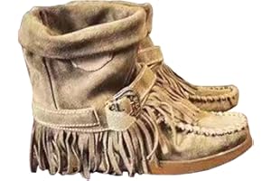 ticticlily Stivali Stivaletti Donna Scarpe da Donna Stivaletti con Frange da Donna Stivaletti Bassi Stile retrò Romano Tinta Unita con Nappine