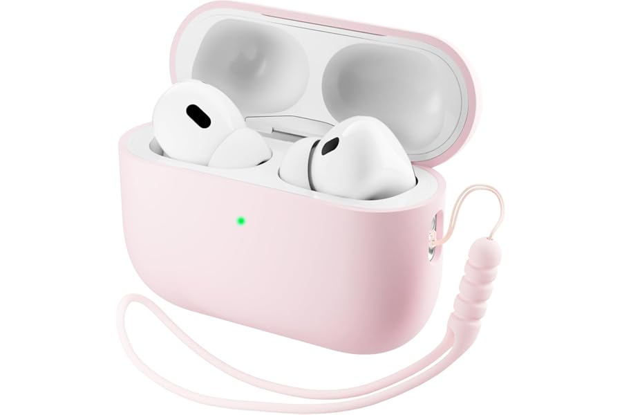 ORNARTO Compatible with Airpods Pro 3 Case (2025), Protective Liquid Silicone Case Cover for Airpods Pro 3nd Generation with Lanyard Soft Skin Front LED Visible-Pink