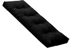 ELYSYSRL Bench Cushion Indoor Linen 120x40 90 x 35 150 x 40 100x40cm Rectangle Bench Seat Pad for Bay Window Entryway Thick Chair Cushions with Non-Slip Backing(Black,130x55cm x8cm Thick)