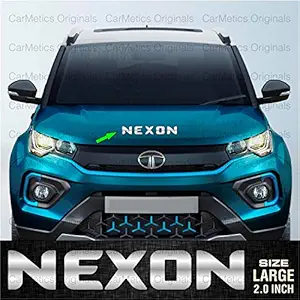CarMetics NEXON 3D Letters (3D Stickers 3D Logo 3D Emblem for Tata Nexon Bonnet Dickey and Door Accessories) SILVER COLOUR 2 Inch 1 Set