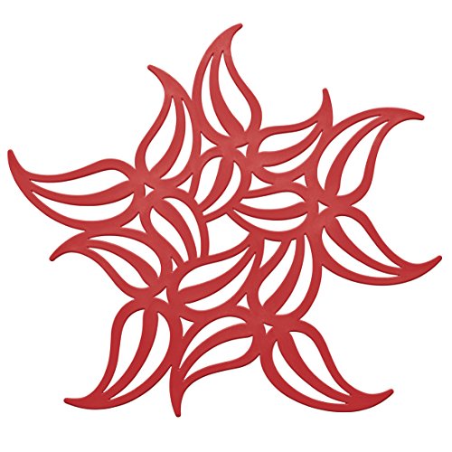 Koziol 3160583 Flame Topfuntersetzer, Kunststoff, solid himbeer rot, 24.5 x 24.5 x 0.7 cm