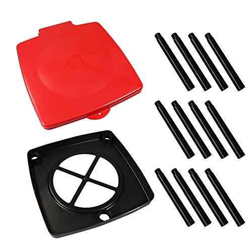 COM-FOUR® Müllsackständer mit Deckel, 3 verschiedene Höhen montierbar, rot (Deckel – rot) - 2