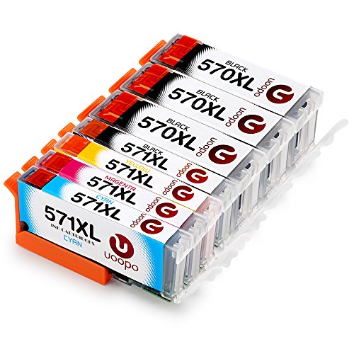 Uoopo 5 Farbe Kompatible Tintenpatrone für Canon PGI-570XL CLI-571XL (Multipack Patronen 570 571) Kompatibel mit Canon PIXMA MG5750 MG6850 MG5751 MG6851 MG6853 MG5752 MG5753 MG6852 MG5700 MG6800 TS6050 TS6052 TS6051 TS5050 TS5055 TS5053 TS5051 Drucker (3 PGBK 1 Schwarz 1 Cyan 1 Magenta 1Gelb)