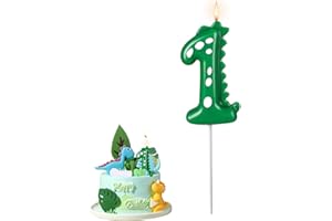SRUMVOAT Birthday Candles, Dinosaur Number 1 Candles, Dinosaur Birthday Candle, Happy Birthday Candle, Dinosaurs Party Decorations, for Dinosaurs Theme Birthday Party, Green Theme Cake, Bakery Decoration