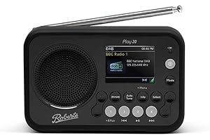 Roberts PLAY20 FM/DAB/DAB+ Digital Portable Radio, Rubber-Protected, Full Colour Screen, Black