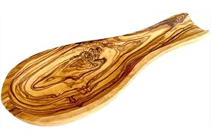 Cleminson Olive Wood Kitchen Spoon Rest, Hand-Carved, 23 x 9 cm, Made in Tunisia