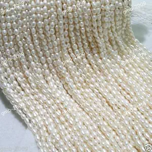 Generic Natural 6-7mm White Rice oval Freshwater Pearl Loose Beads Strand 14