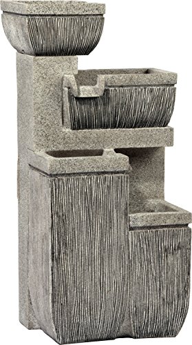 dobar Großer Design Garten-Brunnen mit Pumpe und LED´s, Polyresin, grau, 38.7 x 32.3 x 80.3 cm, 96130e - 11