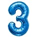 Produktbild Number 3 - Blue Helium Foil Balloon - 34 inch by Northstar Balloons