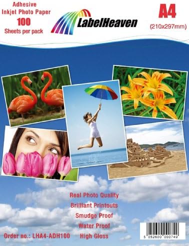 Labelheaven Ltd – Photo Paper for Printer (100 Units, Adhesive, Stain Resistant, Bright)