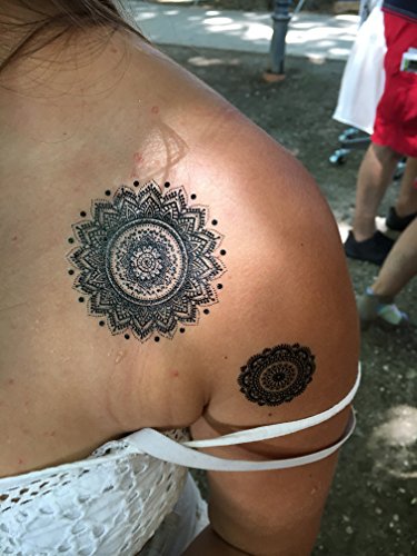 3 Bögen Henna TATTOO SCHWARZ Black B Fake Flash Tattoo Aufkleber Traumfänger und Henna Motive - 5