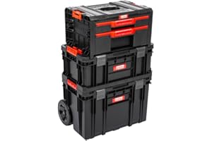 KREHER Chariot à outils, taille XL, servante d'atelier, série ausQ-Brick avec de nombreux accessoires l x p x h en cm : 53 x 38 x 98 cm Le mobile polyvalent, privé et commercial (set 8)