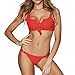 Produktbild Badeanzug Damen, Sunday Rot Frauen Bikini Set Bademode Push-Up gepolsterter fester Knopf BH Badeanzug Beachwear (M, Rot)