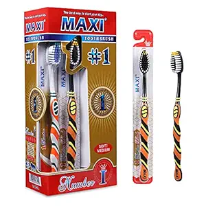 MAXI 1 Number Soft Bristles Toothbrush, Multicolor (Pack of 12)