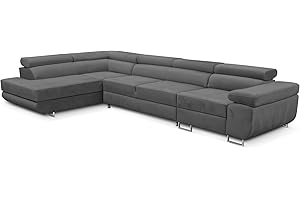 ‎KREATIVE FURNITURE & DESIGN KREATIVE FURNITURE & DESIGN Ecksofa Links 343x88x203 cm - Sofa mit Schlaffunktion - Geräumig Eckcouch - Couch L Form - Wohnlandschaft L-Form Perfekt Für Ihr Zuhause Grau Links