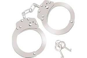 Bdwing Esposas de Metal con 2 Llave, Esposas Policia Profesionales del Juguete Falso Accesorios de Disfraz Juegos de Roles
