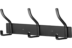 ZUIMENG Appendiabiti da Parete, Attaccapanni da Muro in Acciaio Inossidabile, Appendiabiti da Muro per Ingresso, Cameretta e Bagno (Nero, 3 Gancio 1Pc)