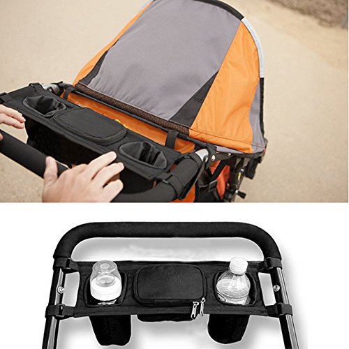 JUNGEN Kinderwagen Organizer Kinderwagen Zubehör Universal schwarz Baby Wickeltasche Kinderwagen Buggy Becherhalter passend für die meisten Kinderwagen - 2