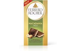 Ferrero Rocher, Tavoletta di Cioccolato al Latte con Nocciole e Noci Macadamia, un Ripieno Cremoso con Granella Croccante, 90 gr