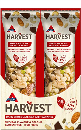 Atkins Harvest Dark Chocolate Sea Salt Caramel Bar 40g (Pack of 14)