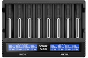 XTAR Processeur Chargeur pour 8 batteries Li-ion et NiMH de taille 18650, AA, AAA etc, universel et rapide, modèle : VC8.