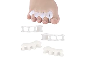 GENERIC PGRODE 2 Pair Bunion Toe Separators Silicone Toe Spacers for Feet Women Men to Correct Their Toes, Gel Toe Spreaders Toe Straightener for Hammertoe, Curled (S, 2 Firm+2 Soft)