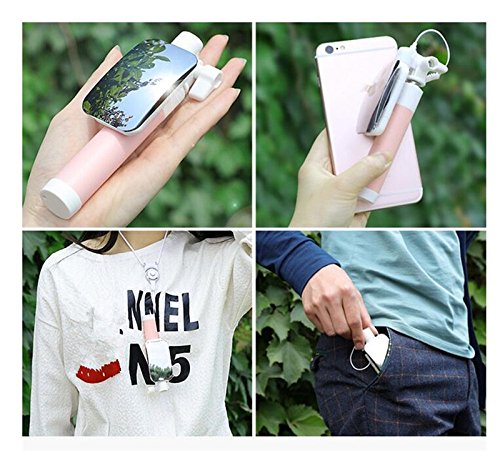 Selfie Stick [ iPhone Lightning | Mirror | Wire Control (No Bluetooth) ] ,YooGoal Extendable Compact Handheld Monopod with Mirror for HD Rear Camera Shooting and Built-in Remote Shutter for iPhone X 8 8Plus 7 7Plus 6 6S Plus 5 5S (Rose Gold)