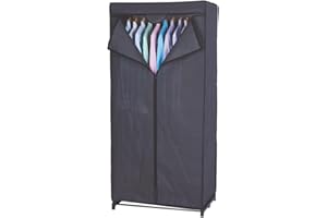 Armadio Salvaspazio con Appendiabiti Armadio Guardaroba in TNT Facile da Montare H. 160 cm Colore Grigio Pratiko Life