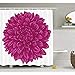 Produktbild Dahlie Blume Dekor Duschvorhang durch, Große Große Flache Karge Röschen mit nach außen Pompons Vintage Fuchsia Thema, Stoff Badezimmer eingerichtet mit Haken, Pink 60" x 72"